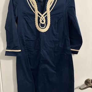 Vineyard Vines Navy and Cream Midi Dress